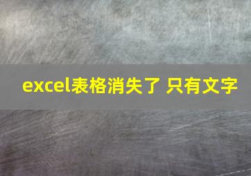 excel表格消失了 只有文字